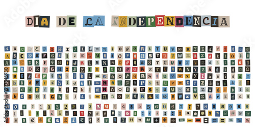 Alfabeto de recortes de revista estilo nota de rescate para diseño creativo