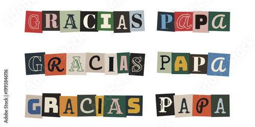 Frase gracias papa en estilo de nota de rescate anonima para dia del padre