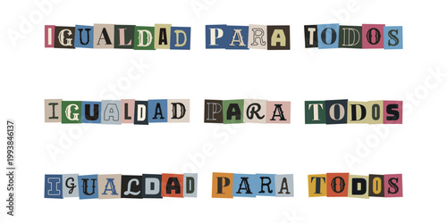 Frase igualdad para todos en estilo collage para activismo social y derechos humanos