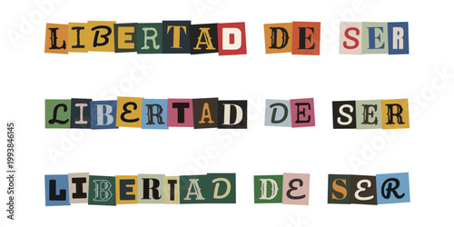 Letras recortadas con la frase libertad de ser para concepto de identidad y orgullo lgbtq