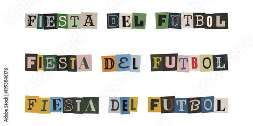 Fiesta del futbol en estilo de nota de rescate anonima para eventos deportivos