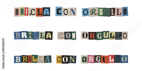 Frase brilla con orgullo en estilo nota de rescate para celebracion lgbtq y diversidad inclusiva