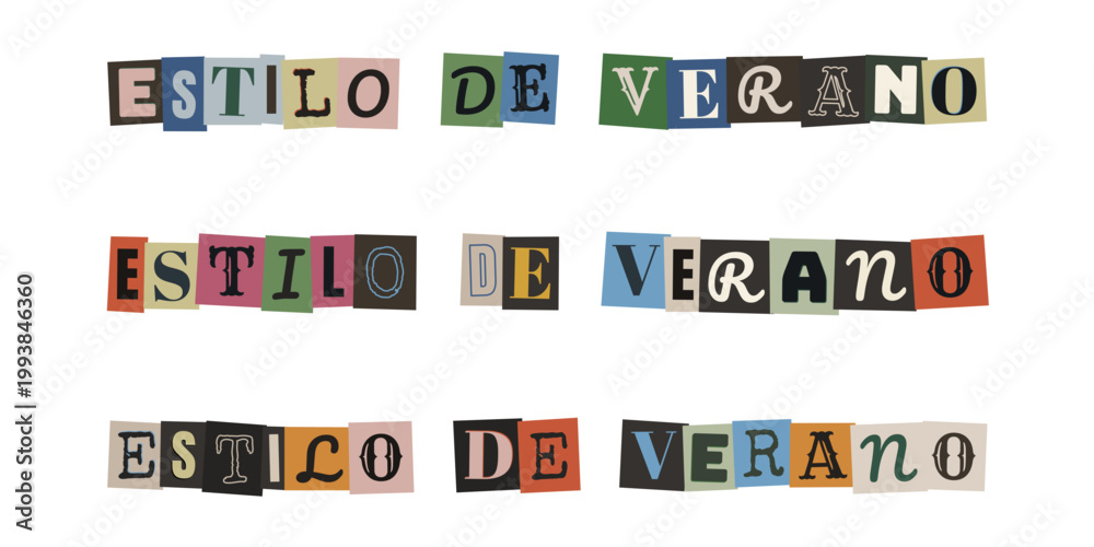 © velikiyzayats - Frase Estilo de Verano en letras recortadas tipo nota de rescate para diseño de moda urbana