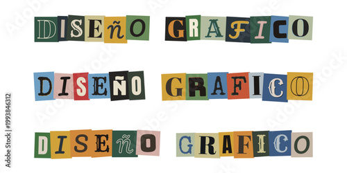 Letras de estilo nota de rescate para diseño grafico creativo y collage