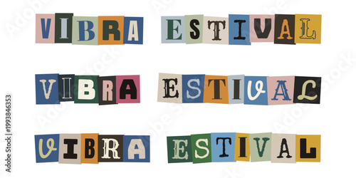 Letras recortadas estilo nota de rescate Vibra Estival para festival de musica