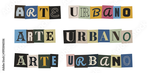 Letras de recorte estilo nota de rescate arte urbano diseño creativo