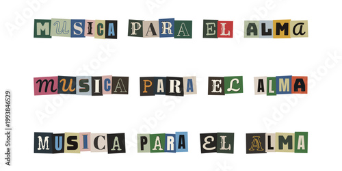 Frase musica para el alma en estilo collage de recortes para terapia artistica y bienestar emocional