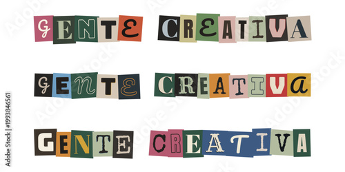 Frase Gente Creativa en Estilo de Nota de Rescate para Diseno Grafico y Collage