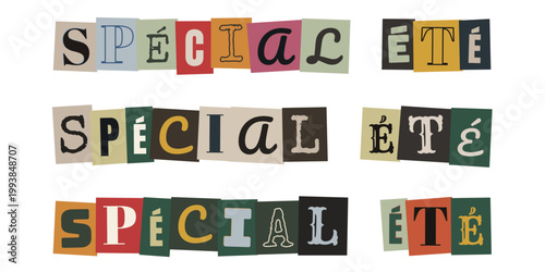 Titre Spécial Été en lettres découpées style collage rétro pour marketing créatif