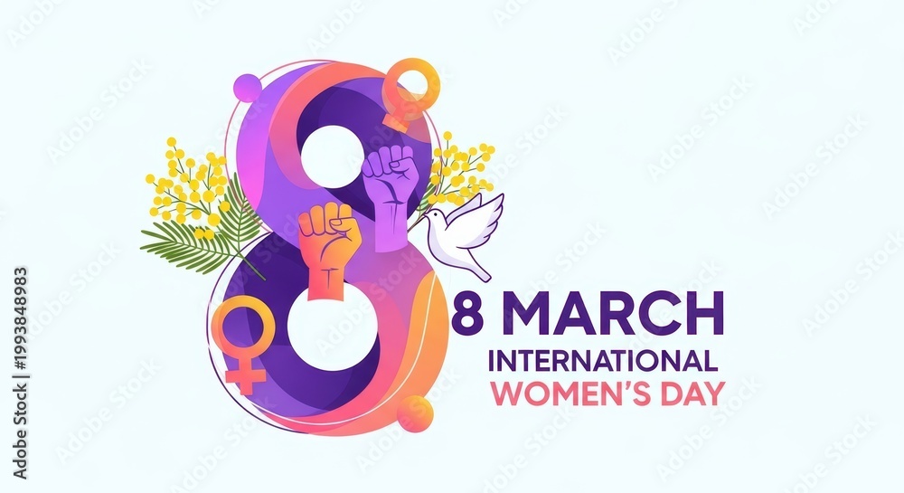 Fototapeta premium International women's day celebration with empowerment symbols and feminist icons