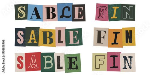 Texte sable fin style lettre de rancon decoupee pour collage creatif