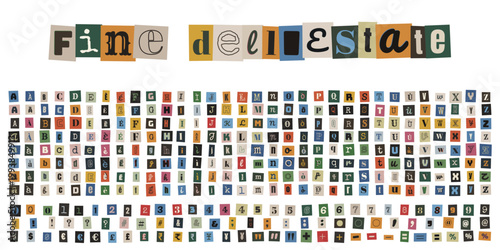 Alfabeto ritagliato stile lettera anonima per collage creativo e fine dell estate