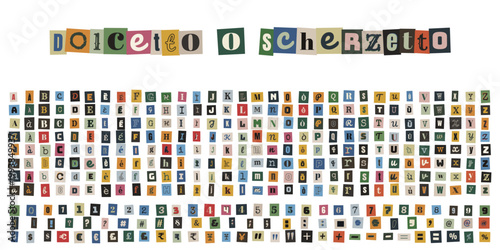 Alfabeto ritagliato stile lettera anonima per halloween dolcetto o scherzetto