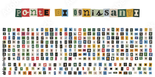 Alfabeto e numeri stile lettera di riscatto per ponte di ognissanti e vacanze