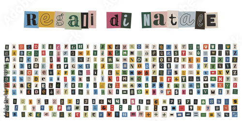 Lettere ritagliate stile riscatto per regali di Natale e messaggi anonimi creativi