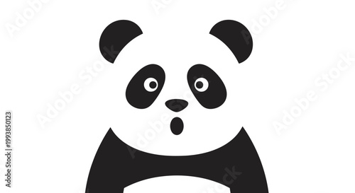 Surprised panda bear face closeup.