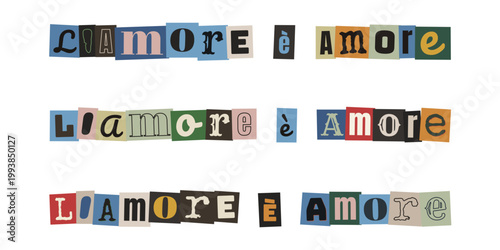 Scritta l'amore è amore in stile collage ritagli di giornale per diritti lgbtq