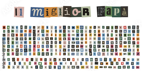 Lettere ritagliate stile collage per biglietto festa del papà il miglior papà