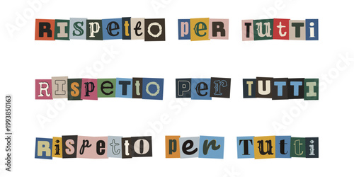 Messaggio Rispetto per tutti in stile collage per inclusione sociale e diversità