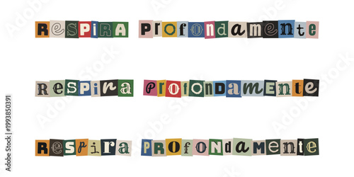 Scrittura creativa respira profondamente stile collage per ansia e benessere mentale