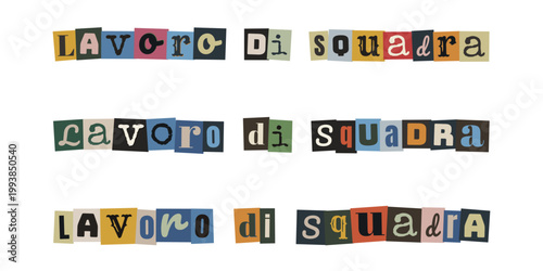 Lavoro di squadra in stile collage di giornale, concetto di team building creativo e inclusivo