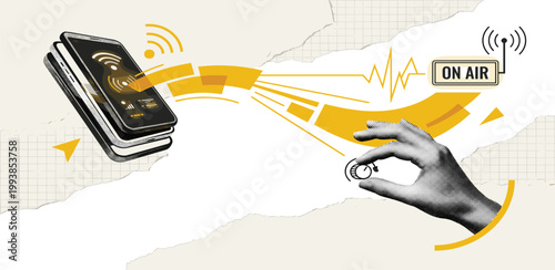 Broadcasting from a mobile device to an on-air studio with a small audio transmitter