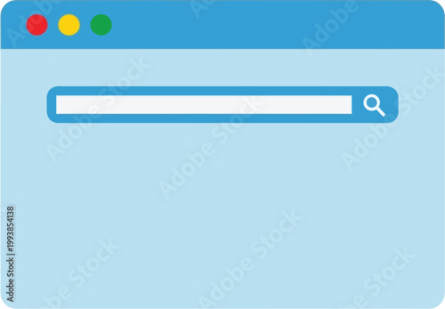 Browser window displays a simple search bar for modern web navigation tasks.