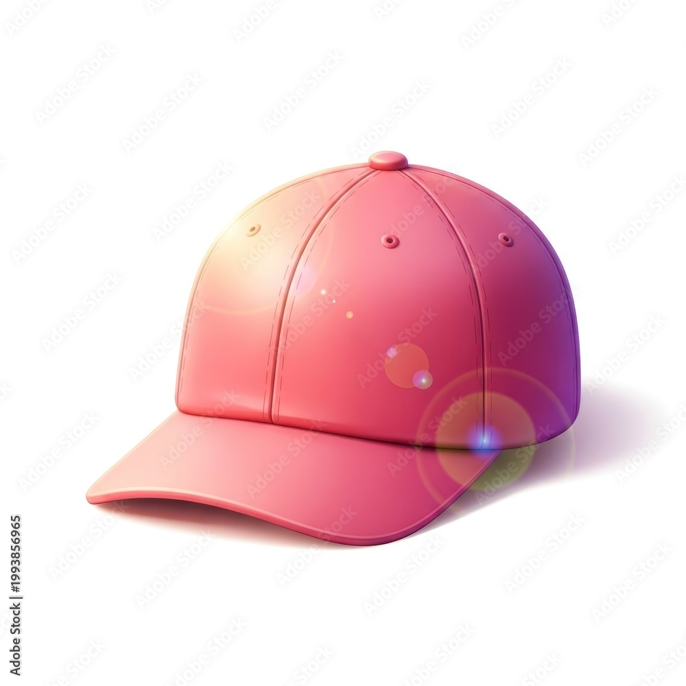 Fototapeta premium Pink Baseball Cap with Lens Flare Effect.