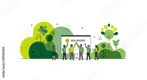 Successful Business Team Celebrating Goal Reached Milestone