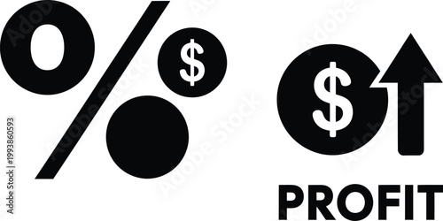 Profit symbols illustrate financial growth and business success for.