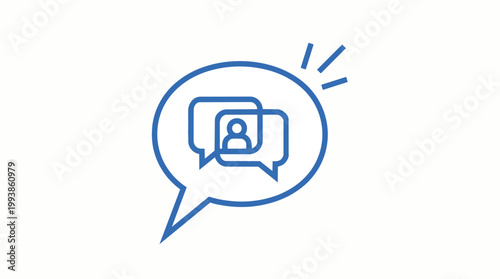Free Download Minimalist blue outline speech bubble with user avatar icon, flat vector graphic design, concept for digital communication, messaging and networking. - GFXLoad