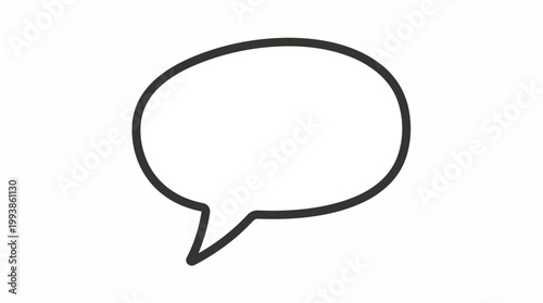 Minimalist oval speech bubble with thick black outline isolated on white background, perfect for comic illustrations, social media posts and UI design.