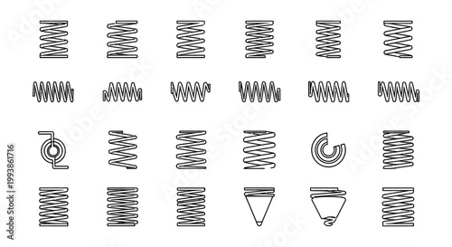 collection of various spring coil illustrations and icons engineering and mechanical elements