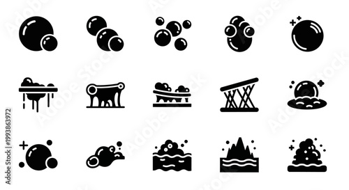 Black and white astronomy icons, space symbols, celestial bodies, 16 vector graphics