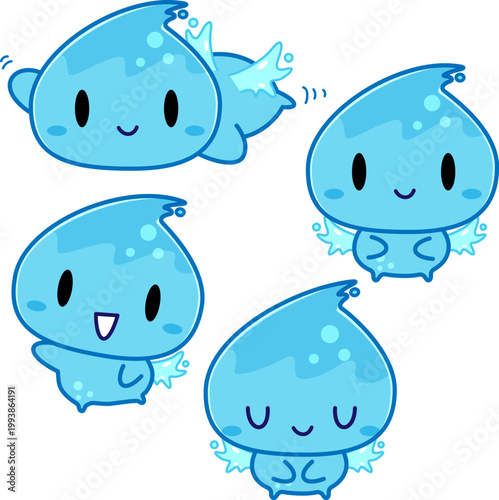 水、水滴、水の精、妖精、キャラクター、かわいい