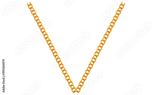 Stunning Golden Chain Isolated On White Background, Antique Jewelry Vector Illustration.
