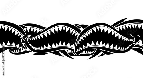 Detailed illustration of sharp teeth chain.