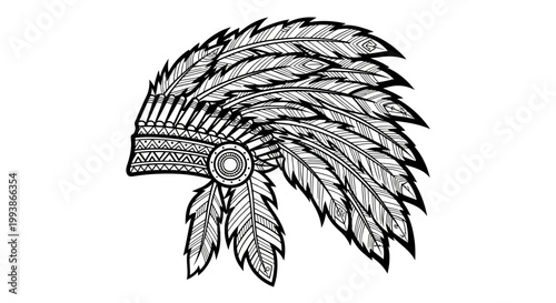 Native American Feather Headdress Headband.