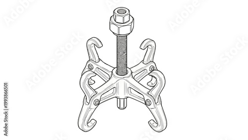 Line art illustration of a gear puller tool