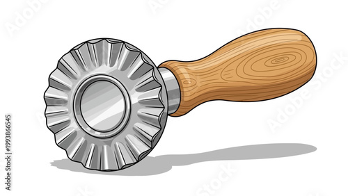 Ravioli cutter with wooden handle on a white background