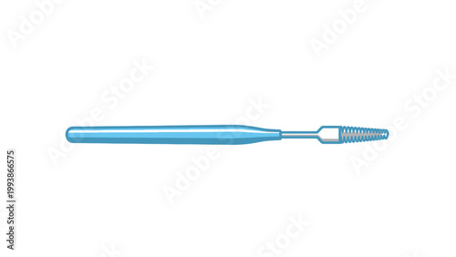 Blue interdental brush for oral hygiene and dental care.