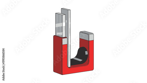 Horseshoe Magnet with Magnetic Field Lines Illustration
