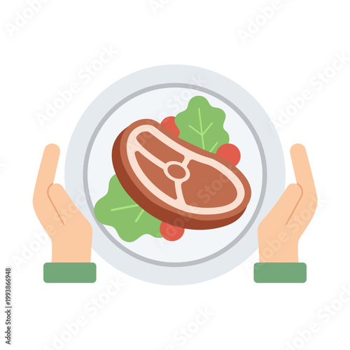 Serving dish with meat for Eid al Adha meal sharing tradition Islamic festive food concept