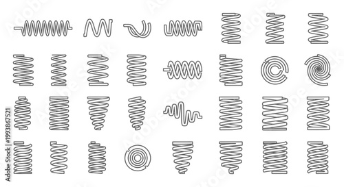 collection of various spring coil icons and illustrations spring technology and mechanics