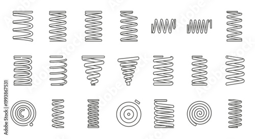 collection of various spring coil illustrations line art icons and vector graphics
