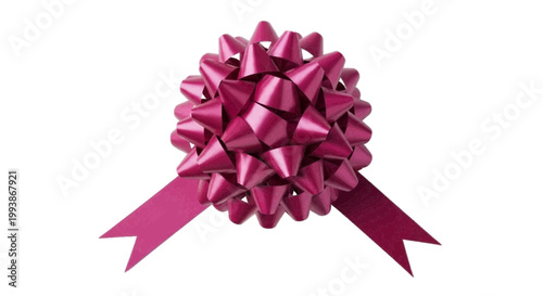 Minimal black silhouette icon, simple flat vector, bold black shape, no, no shading shiny magenta gift bow on a, flat icon style