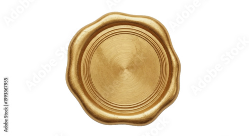 Minimal black silhouette icon, simple flat vector, bold black shape, no, no shading golden wax seal stamp on a, flat icon style