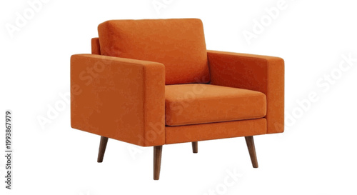 Minimal black silhouette icon, simple flat vector, bold black shape, no, no shading midcentury modern orange armchair on a, flat icon style