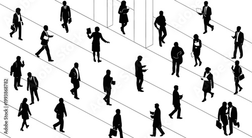 business people walking in a crowd an isometric vector illustration of a modern corporate workforce