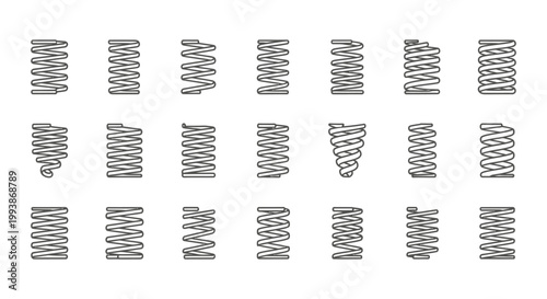 collection of different types of metal coil springs linear and tapered